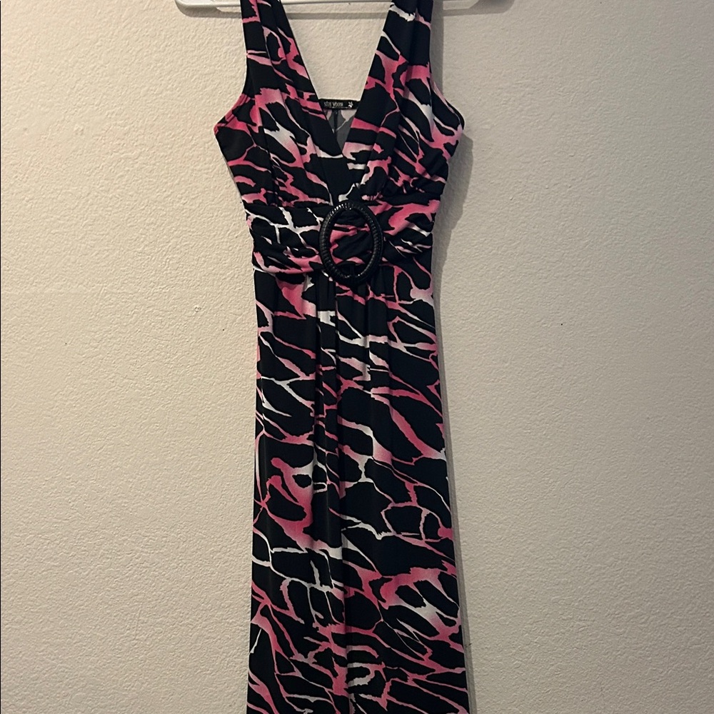 Star Vixen Vibrant Pink and Black Zebra y2k Pattern Cute Dance Formal Dress XS